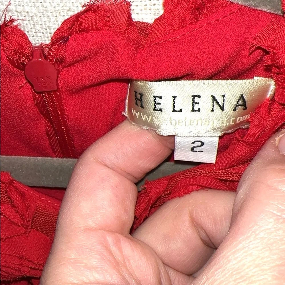 Helena Girls 3D Red Rosettes A-Line Dress